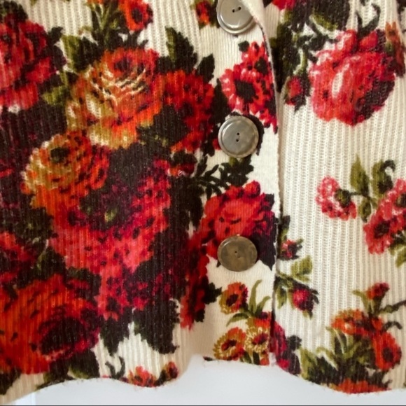 Anthropologie Miss Rosie Sweater Sleeping on Snow Rose Floral Cardigan Small - Picture 8 of 13